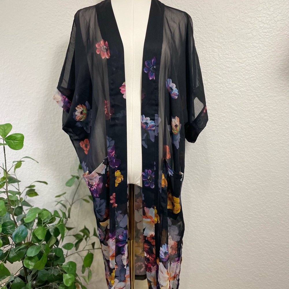 Rachel Zoe Floral Sheer Kimono Duster